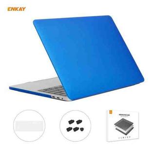 ENKAY 3 in 1 Matte Laptop Protective Case + EU Version TPU Keyboard Film + Anti-dust Plugs Set for MacBook Pro 13.3 inch A1708 (without Touch Bar)(Dark Blue)