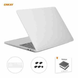 ENKAY 3 in 1 Matte Laptop Protective Case + EU Version TPU Keyboard Film + Anti-dust Plugs Set for MacBook Pro 15.4 inch A1707 & A1990 (with Touch Bar)(White)