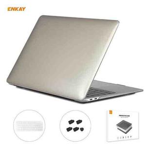 ENKAY 3 in 1 Crystal Laptop Protective Case + US Version TPU Keyboard Film + Anti-dust Plugs Set for MacBook Air 13.3 inch A1932 (2018)(Grey)