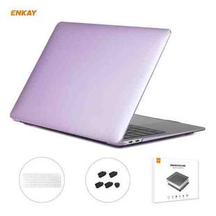 ENKAY 3 in 1 Crystal Laptop Protective Case + US Version TPU Keyboard Film + Anti-dust Plugs Set for MacBook Air 13.3 inch A1932 (2018)(Purple)