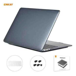 For MacBook Air 13.3 inch A1932 2018 ENKAY 3 in 1 Crystal Laptop Protective Case and EU Version TPU Keyboard Film and Anti-dust Plugs Set(Black)