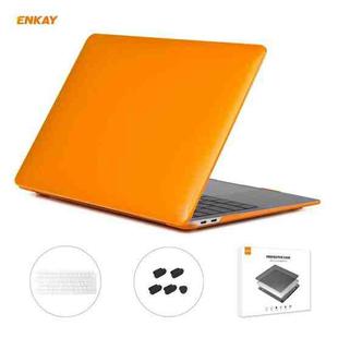 For MacBook Air 13.3 inch A1932 2018 ENKAY 3 in 1 Crystal Laptop Protective Case and EU Version TPU Keyboard Film and Anti-dust Plugs Set(Orange)