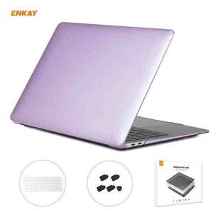For MacBook Air 13.3 inch A1932 2018 ENKAY 3 in 1 Crystal Laptop Protective Case and EU Version TPU Keyboard Film and Anti-dust Plugs Set(Purple)