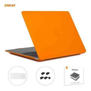 ENKAY 3 in 1 Matte Laptop Protective Case + US Version TPU Keyboard Film + Anti-dust Plugs Set for MacBook Air 13.3 inch A1932 (2018)(Orange)