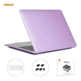 ENKAY 3 in 1 Matte Laptop Protective Case + US Version TPU Keyboard Film + Anti-dust Plugs Set for MacBook Air 13.3 inch A1932 (2018)(Purple)