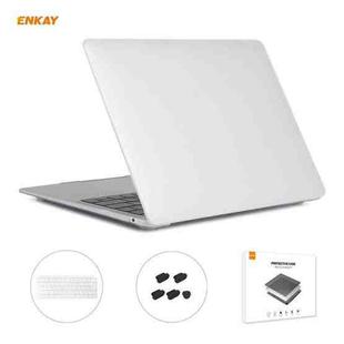 ENKAY 3 in 1 Matte Laptop Protective Case + US Version TPU Keyboard Film + Anti-dust Plugs Set for MacBook Air 13.3 inch A1932 (2018)(White)