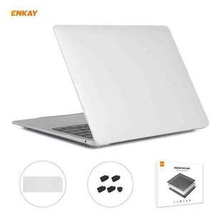 ENKAY 3 in 1 Matte Laptop Protective Case + US Version TPU Keyboard Film + Anti-dust Plugs Set for MacBook Air 13.3 inch A2179 & A2337 (2020)(White)