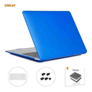 ENKAY 3 in 1 Matte Laptop Protective Case + EU Version TPU Keyboard Film + Anti-dust Plugs Set for MacBook Air 13.3 inch A2179 & A2337 (2020)(Dark Blue)