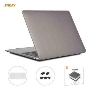 ENKAY 3 in 1 Matte Laptop Protective Case + EU Version TPU Keyboard Film + Anti-dust Plugs Set for MacBook Air 13.3 inch A2179 & A2337 (2020)(Grey)