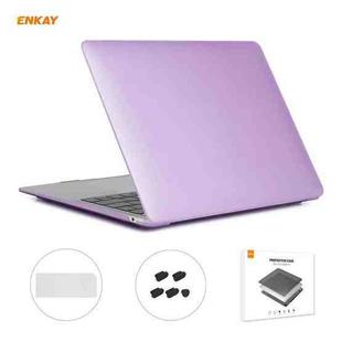 ENKAY 3 in 1 Matte Laptop Protective Case + EU Version TPU Keyboard Film + Anti-dust Plugs Set for MacBook Air 13.3 inch A2179 & A2337 (2020)(Purple)