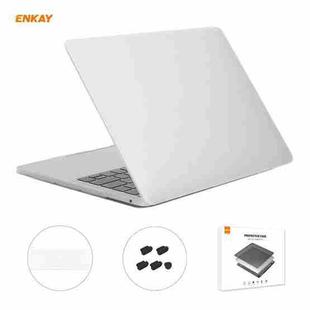ENKAY 3 in 1 Matte Laptop Protective Case + EU Version TPU Keyboard Film + Anti-dust Plugs Set for MacBook Pro 13.3 inch A2251 & A2289 & A2338 (with Touch Bar)(White)