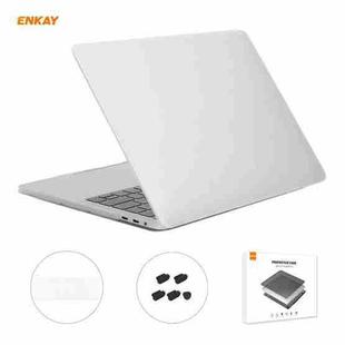 ENKAY 3 in 1 Matte Laptop Protective Case + US Version TPU Keyboard Film + Anti-dust Plugs Set for MacBook Pro 16 inch A2141 (with Touch Bar)(White)