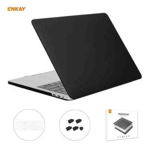 ENKAY 3 in 1 Matte Laptop Protective Case + EU Version TPU Keyboard Film + Anti-dust Plugs Set for MacBook Pro 16 inch A2141 (with Touch Bar)(Black)