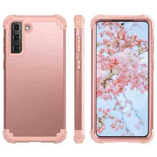 For Samsung Galaxy S21 Plus 5G PC+ Silicone Three-piece Anti-drop Mobile Phone Protective Back Cover(Rose Gold)