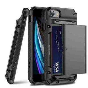 For iPhone 7 Plus / 8 Plus PC+TPU Shockproof Heavy Duty Armor Protective Case with Slide Multi-Card Slot(Black)