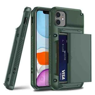 For iPhone 11 PC+TPU Shockproof Armor Protective Case with Card Slot(Army Green)