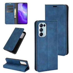 For OPPO Reno 5 5G Retro-skin Business Magnetic Suction Leather Case with Holder & Card Slots & Wallet(Dark Blue)