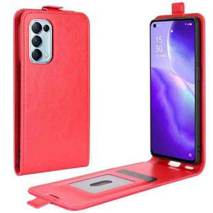 For OPPO Reno5 5G R64 Texture Single Vertical Flip Leather Protective Case with Card Slots & Photo Frame(Red)