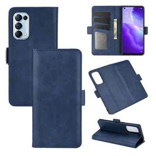 For OPPO Reno5 5G Dual-side Magnetic Buckle Horizontal Flip Leather Case with Holder & Card Slots & Wallet(Dark Blue)