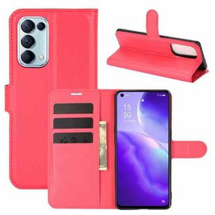 For OPPO Reno5 5G Litchi Texture Horizontal Flip Protective Case with Holder & Card Slots & Wallet(Red)