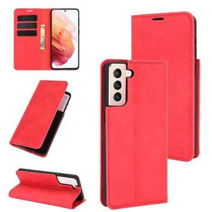 For Samsung Galaxy S21 Plus 5G Retro-skin Business Magnetic Suction Leather Case with Holder & Card Slots & Wallet(Red)
