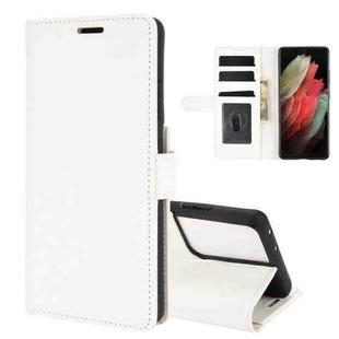 For Samsung Galaxy S21 Ultra R64 Texture Single Horizontal Flip Protective Case with Holder & Card Slots & Wallet& Photo Frame(White)