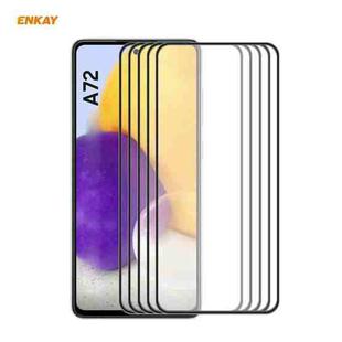 For Samsung Galaxy A72 4G / 5G 5 PCS ENKAY Hat-Prince Anti-drop Full Glue Tempered Glass Full Screen Film Anti-fall Protector