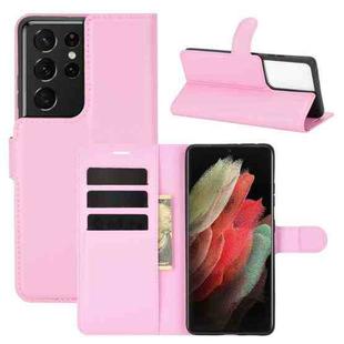 For Samsung Galaxy S21 Ultra 5G Litchi Texture Horizontal Flip Protective Case with Holder & Card Slots & Wallet(Pink)