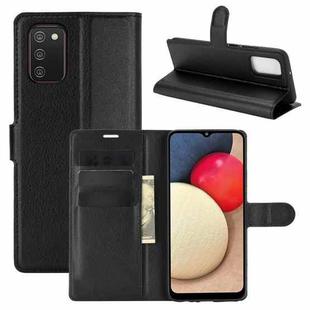 For Samsung Galaxy A02s (US Version) / M02s Litchi Texture Horizontal Flip Protective Case with Holder & Card Slots & Wallet(Black)