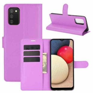 For Samsung Galaxy A02s (US Version) / M02s Litchi Texture Horizontal Flip Protective Case with Holder & Card Slots & Wallet(Purple)
