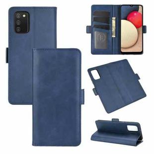 For Samsung Galaxy A02s (US Version) / M02s Dual-side Magnetic Buckle Horizontal Flip Leather Case with Holder & Card Slots & Wallet(Dark Blue)