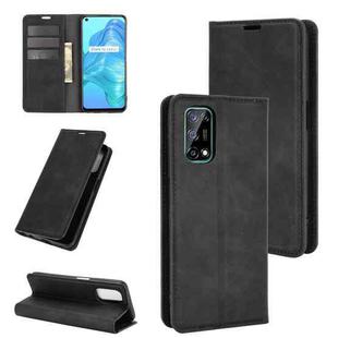 For OPPO Realme V5/K7X/Realme Q2/Realme 7 5G Retro-skin Business Magnetic Suction Leather Case with Holder & Card Slots & Wallet(Black)