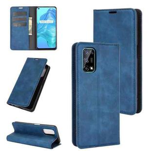 For OPPO Realme V5/K7X/Realme Q2/Realme 7 5G Retro-skin Business Magnetic Suction Leather Case with Holder & Card Slots & Wallet(Dark Blue)