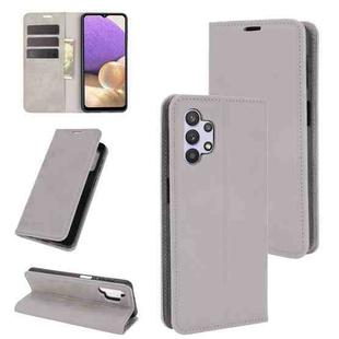 For Samsung Galaxy A32 5G Retro-skin Business Magnetic Suction Leather Case with Holder & Card Slots & Wallet(Grey)
