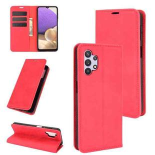 For Samsung Galaxy A32 5G Retro-skin Business Magnetic Suction Leather Case with Holder & Card Slots & Wallet(Red)