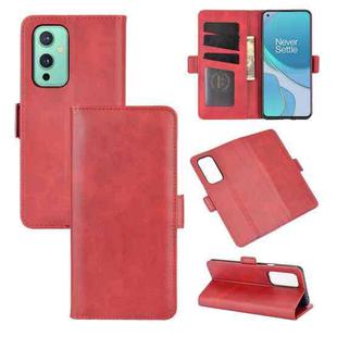 For OnePlus 9 Dual-side Magnetic Buckle Horizontal Flip Leather Case with Holder & Card Slots & Wallet(Red)