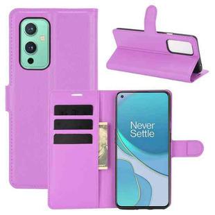 For OnePlus 9 Litchi Texture Horizontal Flip Protective Case with Holder & Card Slots & Wallet(Purple)