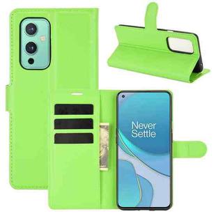 For OnePlus 9 Litchi Texture Horizontal Flip Protective Case with Holder & Card Slots & Wallet(Green)