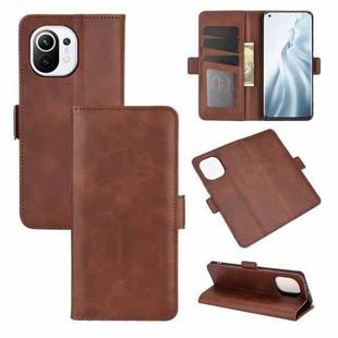 For Xiaomi Mi 11 Dual-side Magnetic Buckle Horizontal Flip Leather Case with Holder & Card Slots & Wallet(Brown)