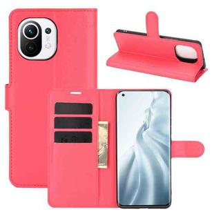 For Xiaomi Mi 11 Litchi Texture Horizontal Flip Protective Case with Holder & Card Slots & Wallet(Red)