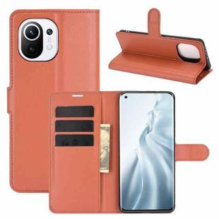 For Xiaomi Mi 11 Litchi Texture Horizontal Flip Protective Case with Holder & Card Slots & Wallet(Brown)