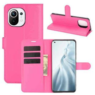 For Xiaomi Mi 11 Litchi Texture Horizontal Flip Protective Case with Holder & Card Slots & Wallet(Rose red)