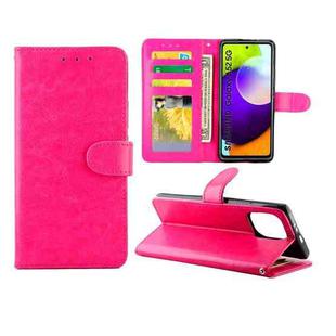 For Samsung Galaxy A52 5G / 4G Crazy Horse Texture Leather Horizontal Flip Protective Case with Holder & Card Slots & Wallet & Photo Frame(Rose Red)