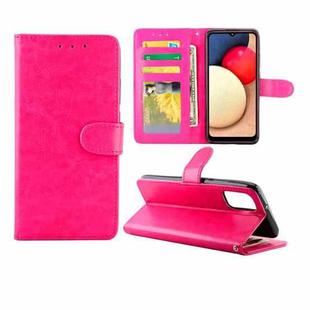 For Samsung Galaxy A02S Crazy Horse Texture Leather Horizontal Flip Protective Case with Holder & Card Slots & Wallet & Photo Frame(Rose Red)