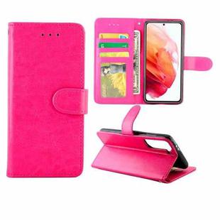 For Samsung Galaxy S21 5G Crazy Horse Texture Leather Horizontal Flip Protective Case with Holder & Card Slots & Wallet & Photo Frame(Rose Red)