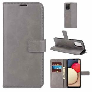 For Samsung Galaxy A02s (EU Version) Retro Calf Pattern Buckle Horizontal Flip Leather Case with Holder & Card Slots & Wallet(Grey)
