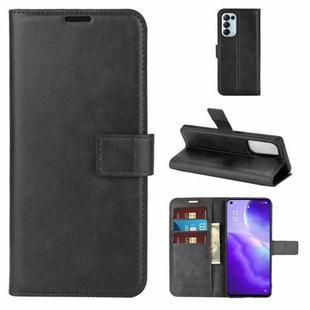 For OPPO Reno5 5G Retro Calf Pattern Buckle Horizontal Flip Leather Case with Holder & Card Slots & Wallet(Black)