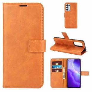 For OPPO Reno5 5G Retro Calf Pattern Buckle Horizontal Flip Leather Case with Holder & Card Slots & Wallet(Yellow)