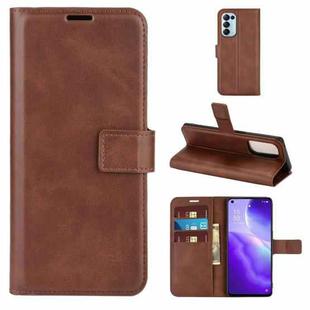 For OPPO Reno5 5G Retro Calf Pattern Buckle Horizontal Flip Leather Case with Holder & Card Slots & Wallet(Dark Brown)
