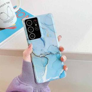Four Corners Anti-Shattering Flow Gold Marble IMD Phone Back Cover Case For Samsung Galaxy Note20 Ultra(Light Blue DL6)